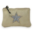 Porte monnaie tissu doux brillant doré étoile