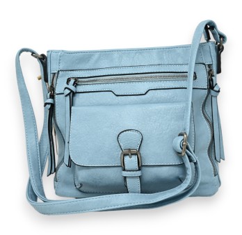 Sac bandoulière bleu ciel multi poches
