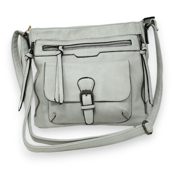 Sac bandoulière gris perle multi poches