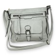 Sac bandoulière gris perle multi poches