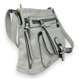 Sac bandoulière gris perle multi poches