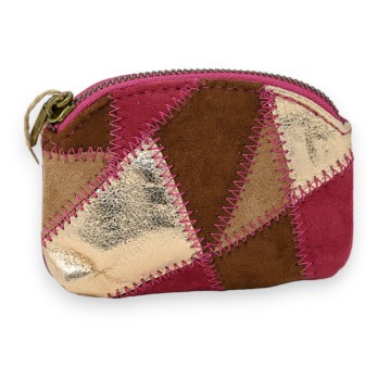 Porte monnaie patchwork fuschia