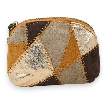 Porte monnaie patchwork moutarde