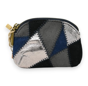 Porte monnaie patchwork bleu marine