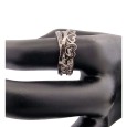 Bague coeur et strass entrelacer acier argenté