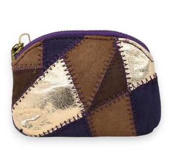 Porte monnaie patchwork violet
