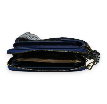 Pochette bandoulière téléphone et portefeuille bleu marine