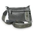 Sac bandoulière argenté multi poches