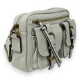 Sac bandoulière gris clair rectangle 2 poches reliefs