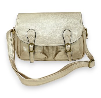 Sac cartable bandoulière doré