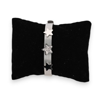 Bracelet acier rigide argenté 3 étoiles