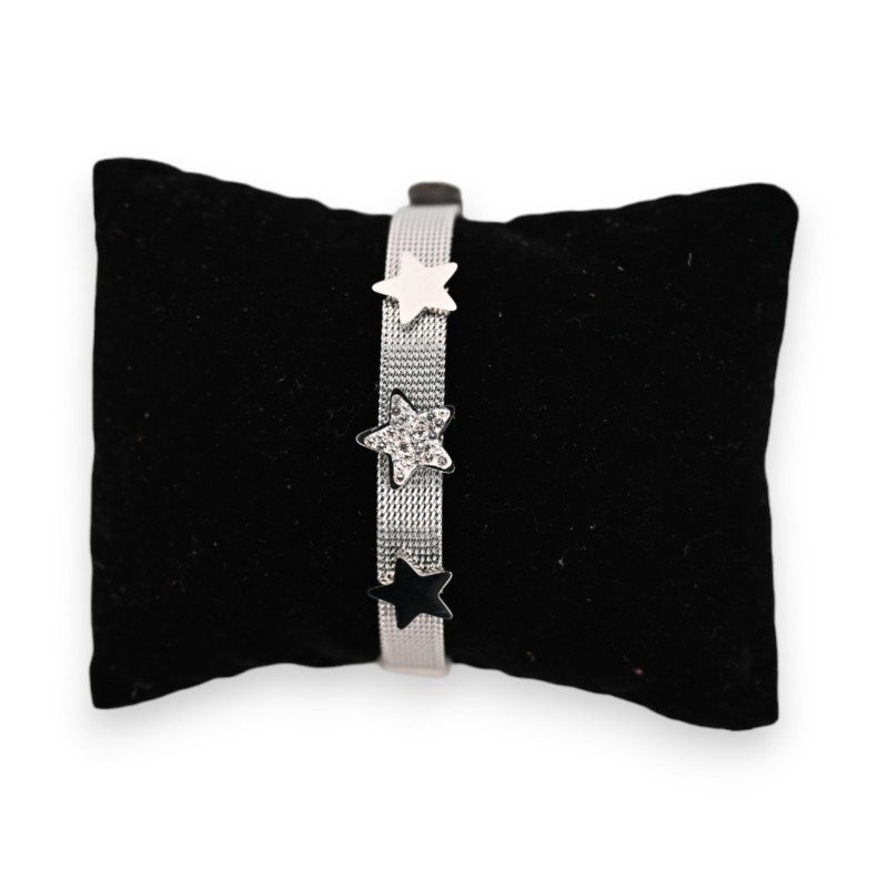 Bracelet acier rigide argenté 3 étoiles