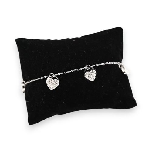 Bracelet acier fin argenté multi coeurs strass