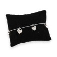 Bracelet acier fin argenté multi coeurs strass