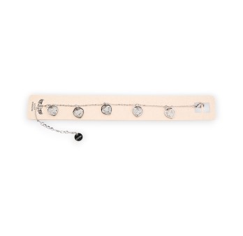 Bracelet acier fin argenté multi coeurs strass