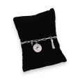 Bracelet acier argenté breloque strass coeur