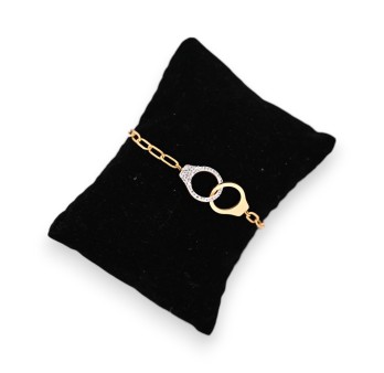 Bracelet acier doré menotte uni et strass