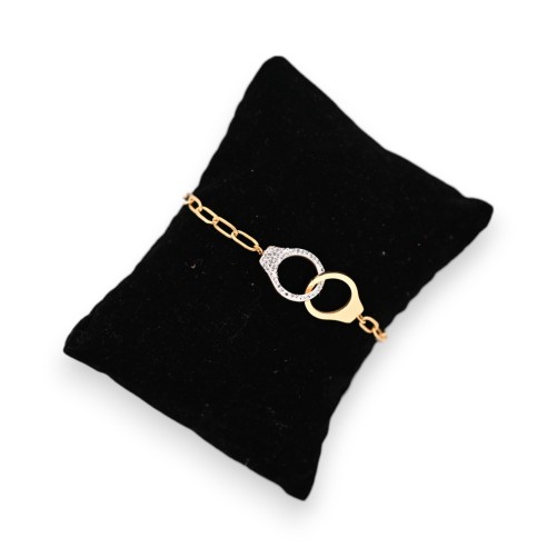 Bracelet acier doré menotte uni et strass