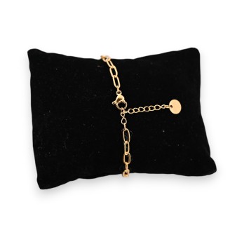 Bracelet acier doré menotte uni et strass