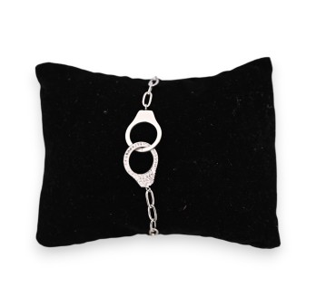 Bracelet acier argenté menotte uni et strass