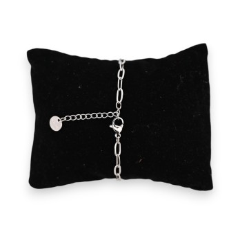 Bracelet acier argenté menotte uni et strass
