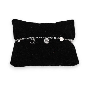 Bracelet acier argenté breloques fantaisies
