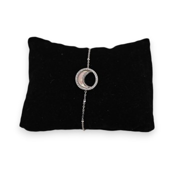 Bracelet acier argenté demi lune nacrée