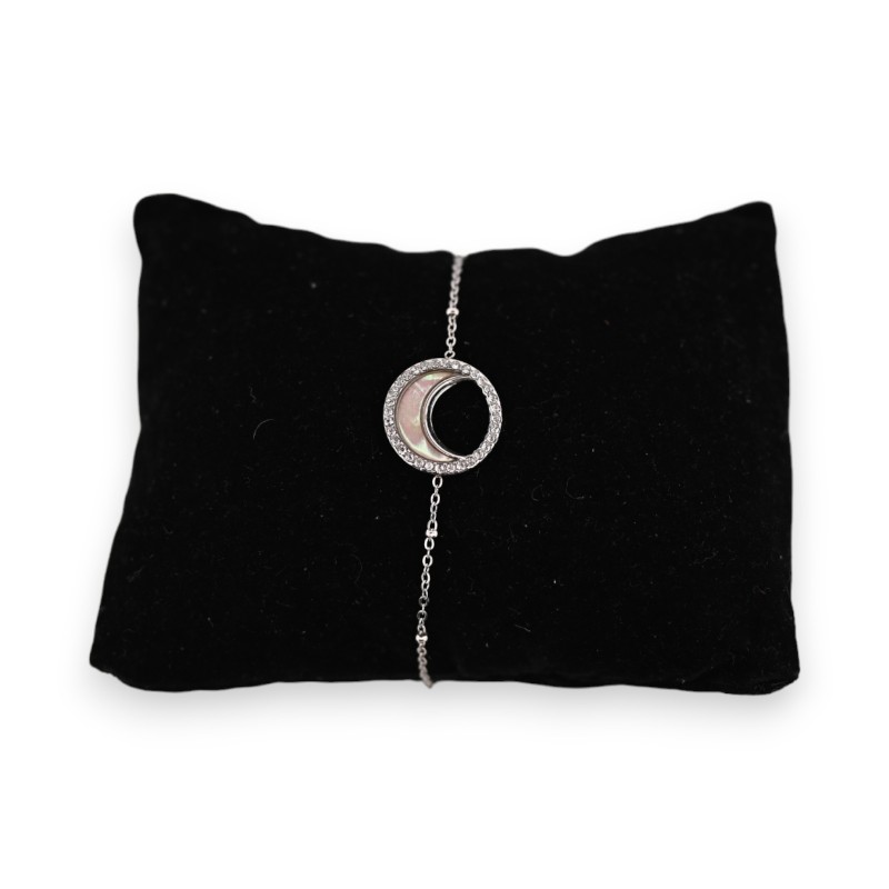 Bracelet acier argenté demi lune nacrée