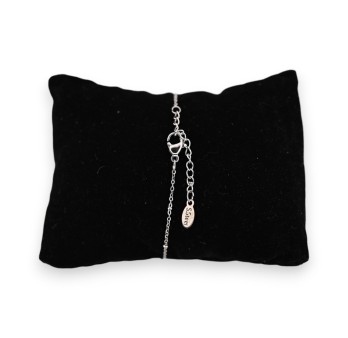 Bracelet acier argenté demi lune nacrée