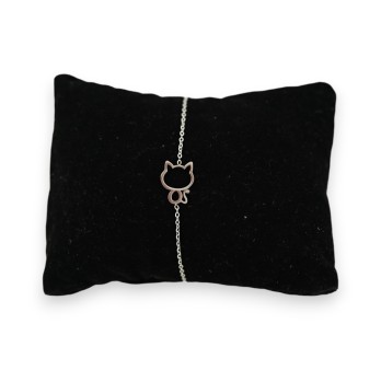 Bracelet acier argenté petit chat