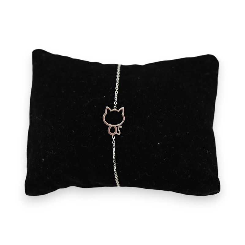 Bracelet acier argenté petit chat