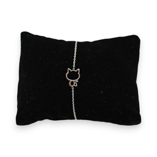Bracelet acier argenté petit chat