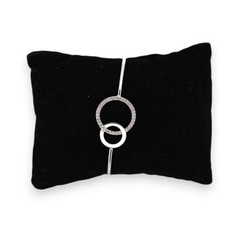 Bracelet jonc acier argenté 2 cercles enlacés