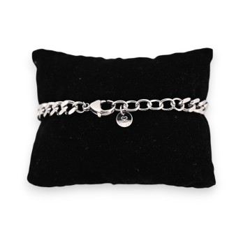 Bracelet chaine acier argenté coeur brillant