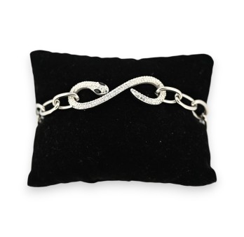 Bracelet acier chaine argenté serpent strass