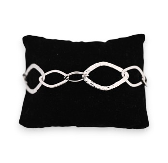 Bracelet acier argenté grosse maille fantaisie