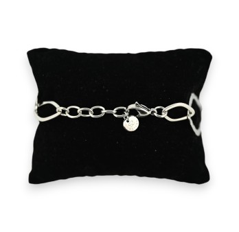 Bracelet acier argenté grosse maille fantaisie