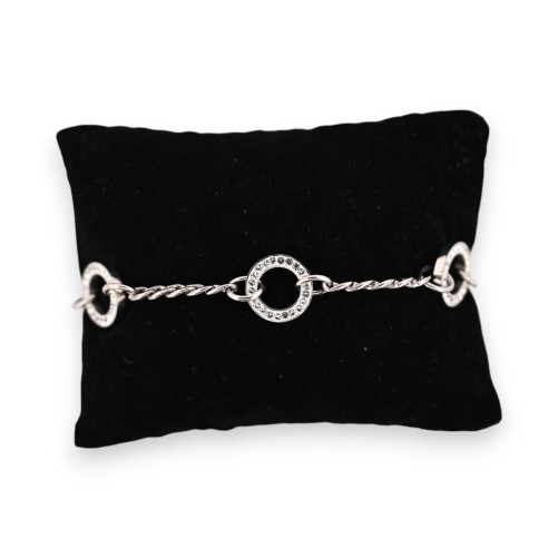 Bracelet acier argenté chaine cercles strass