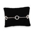 Bracelet acier argenté chaine cercles strass
