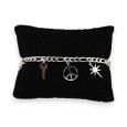 Bracelet acier argenté breloques diverses