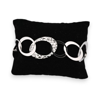 Bracelet acier argenté grosse mailles fantaisies