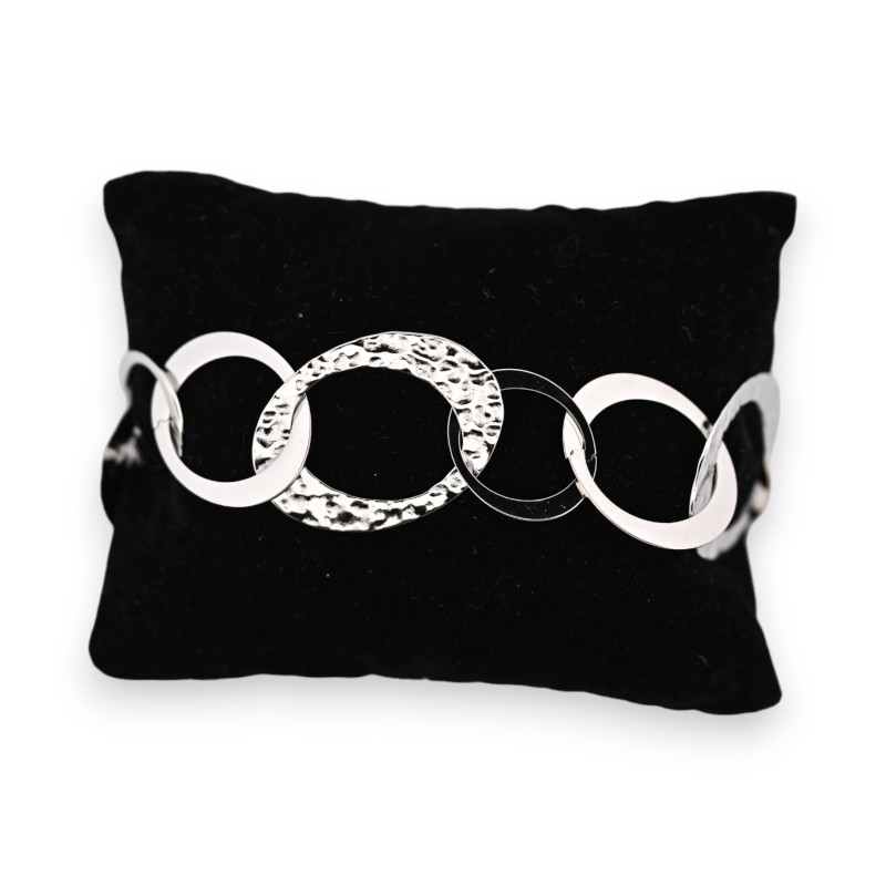 Bracelet acier argenté grosse mailles fantaisies