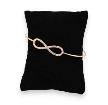 Bracelet jonc acier doré symbole infini strass