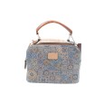 Sac en liège imprimé géométrique vintage bleu