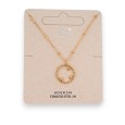 Collier acier doré cercle ajouré avec 3 petites étoiles