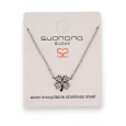 Collier acier argenté trèfle porte bonheur strass
