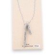 Collier acier argenté 2 tubes de strass scintillants