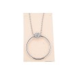 Collier acier argenté cercle ajouré et charms strass