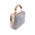 Sac en liège imprimé géométrique vintage bleu