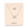 Collier acier argenté petite menotte uni et strass